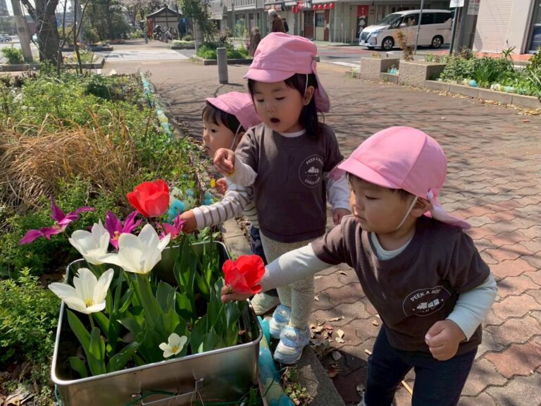 一時保育の子と一緒に遊ぶ園児たち